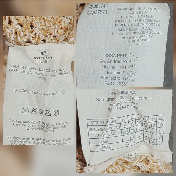 Rip Curl Sweater Jumper M Women Beige Marled Mesh Semi Sheer‎ Summer Wgt Cotton - Picture 4 of 11